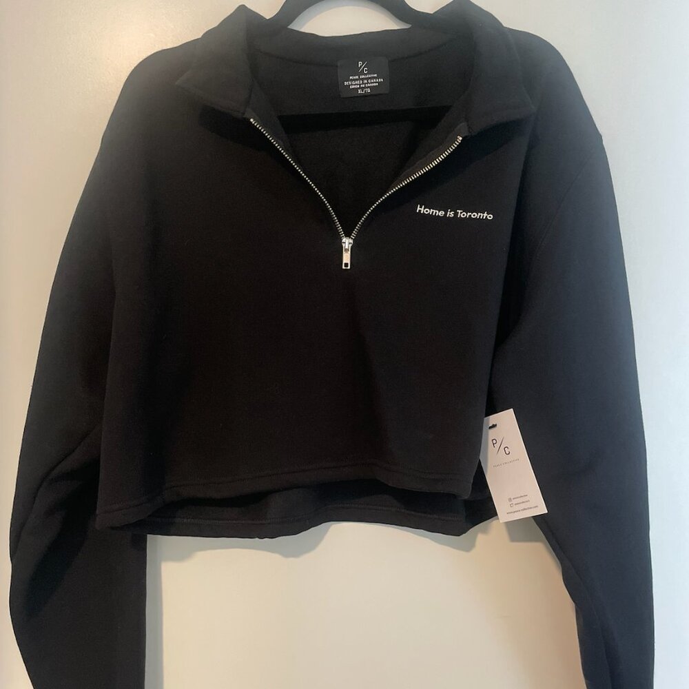 "Toronto is Home" Quarter Zip Crop Sweater